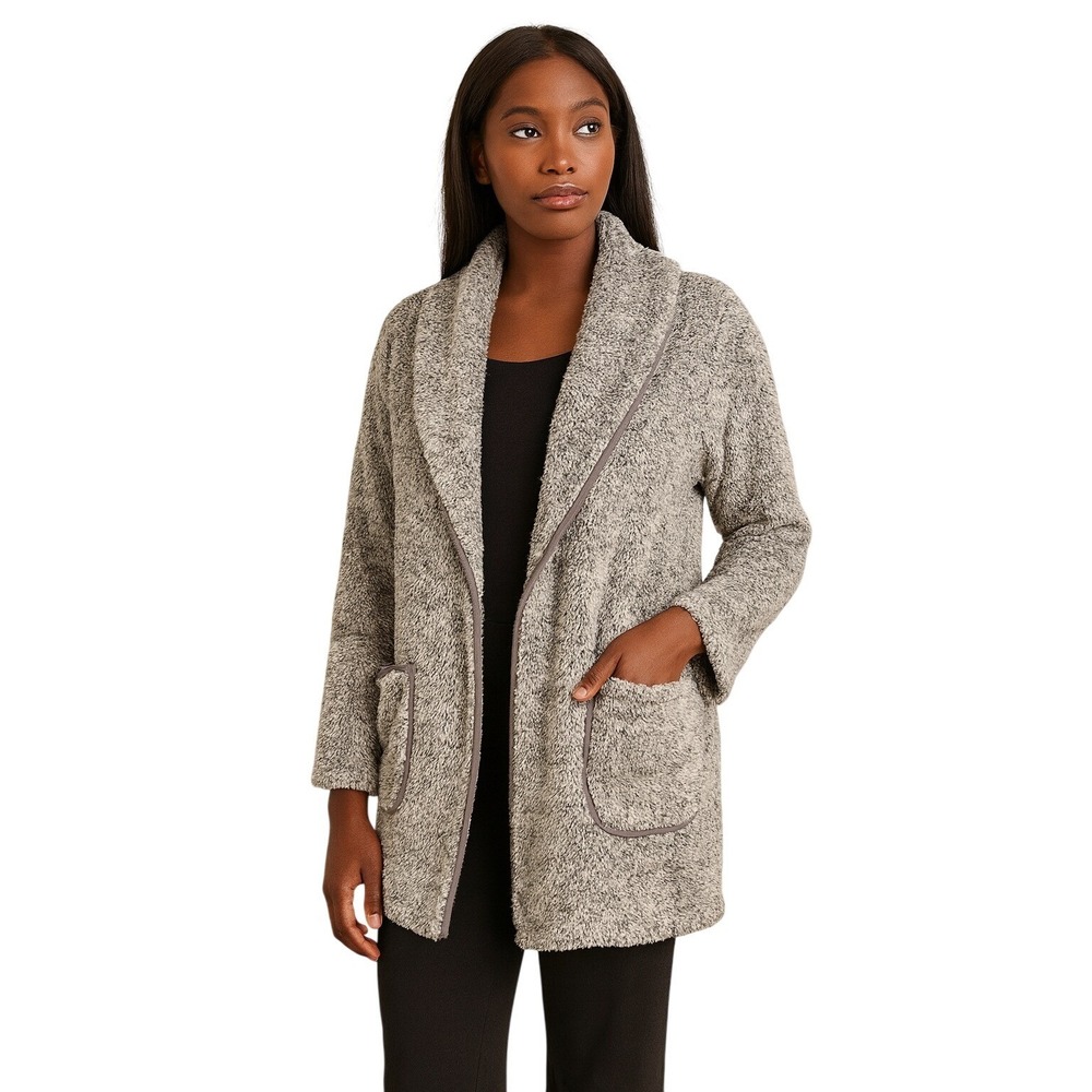 SOFT SURROUNDINGS shawl collar Most Wonderful Cardi in heather gray loungewear M
